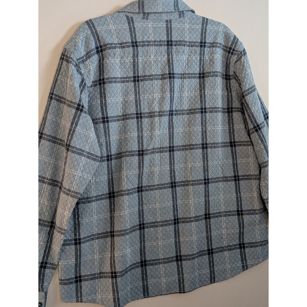 Southern Tide Mens XL Quilted Button Down Plaid Shirt Long Gray Blue Warm Casual - Picture 10 of 14